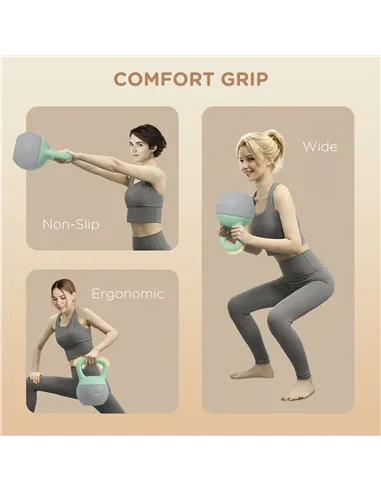 SPORTNOW 2 x 8kg Soft Kettlebell, Kettle Bell with Non-Slip Handle, for Home Gym, Strength Training, Cardio - Grey and Green