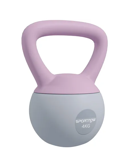SPORTNOW 4KG Soft Kettlebell, Kettle Bell with Non-Slip Handle for Home Gym, Weight Lifting, Strength Training, Purple/Grey