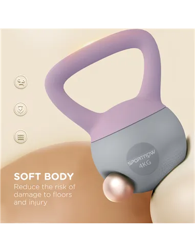 SPORTNOW 4KG Soft Kettlebell, Kettle Bell with Non-Slip Handle for Home Gym, Weight Lifting, Strength Training, Purple/Grey