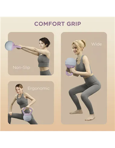 SPORTNOW 4KG Soft Kettlebell, Kettle Bell with Non-Slip Handle for Home Gym, Weight Lifting, Strength Training, Purple/Grey
