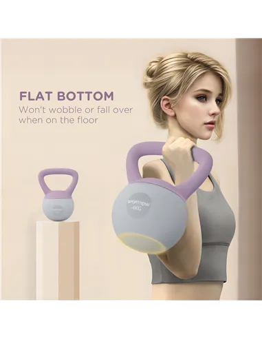 SPORTNOW 4KG Soft Kettlebell, Kettle Bell with Non-Slip Handle for Home Gym, Weight Lifting, Strength Training, Purple/Grey