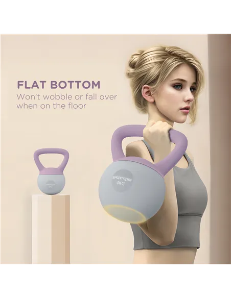 SPORTNOW 4KG Soft Kettlebell, Kettle Bell with Non-Slip Handle for Home Gym, Weight Lifting, Strength Training, Purple/Grey