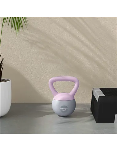 SPORTNOW 4KG Soft Kettlebell, Kettle Bell with Non-Slip Handle for Home Gym, Weight Lifting, Strength Training, Purple/Grey