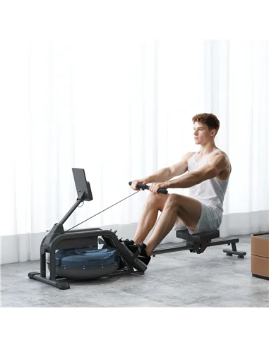 SPORTNOW Water Rowing Machine with Wheels, Vertical Storage, Adjustable Resistance, for Strength, Cardio Training