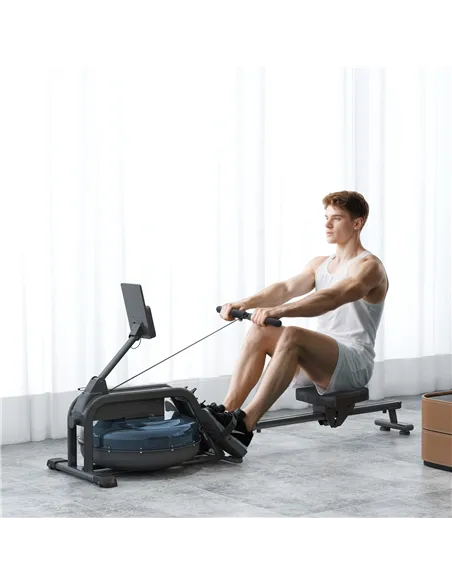 SPORTNOW Water Rowing Machine with Wheels, Vertical Storage, Adjustable Resistance, for Strength, Cardio Training