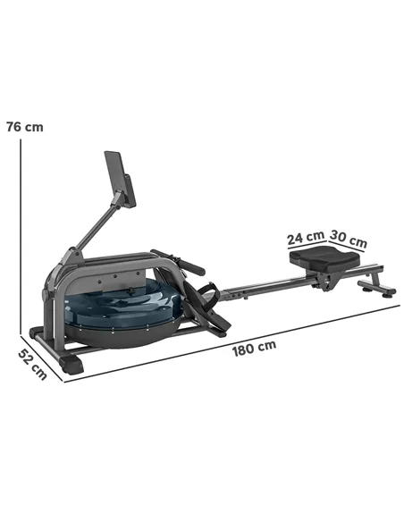 SPORTNOW Water Rowing Machine with Wheels, Vertical Storage, Adjustable Resistance, for Strength, Cardio Training