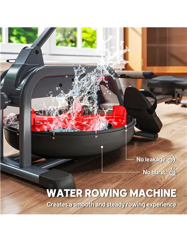 SPORTNOW Water Rowing Machine with Wheels, Vertical Storage, Adjustable Resistance, for Strength, Cardio Training