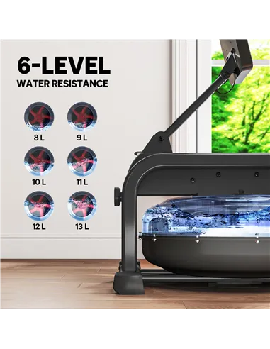 SPORTNOW Water Rowing Machine with Wheels, Vertical Storage, Adjustable Resistance, for Strength, Cardio Training