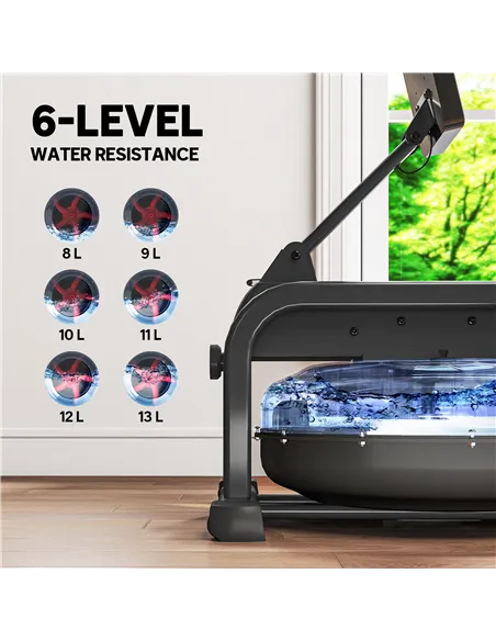 SPORTNOW Water Rowing Machine with Wheels, Vertical Storage, Adjustable Resistance, for Strength, Cardio Training