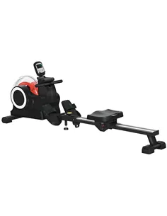 SPORTNOW Foldable Rowing Machine, Water Rower with Wheels, LCD Monitor and Tablet Holder for Cardio Training, Black