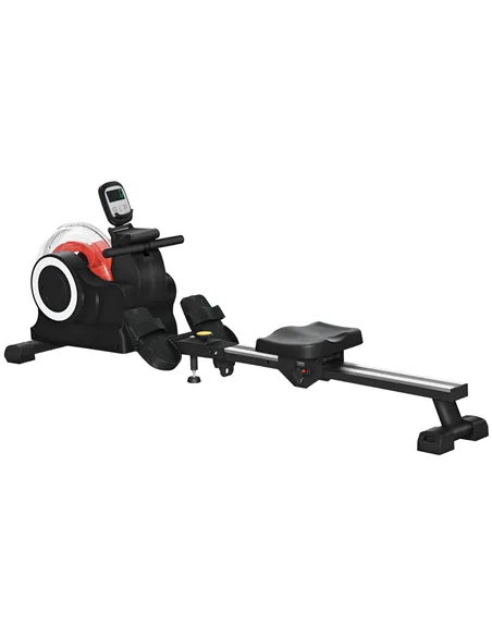 SPORTNOW Foldable Rowing Machine, Water Rower with Wheels, LCD Monitor and Tablet Holder for Cardio Training, Black