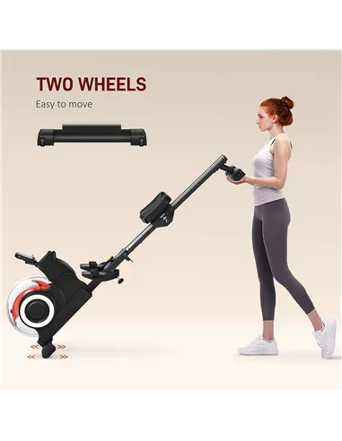 SPORTNOW Foldable Rowing Machine, Water Rower with Wheels, LCD Monitor and Tablet Holder for Cardio Training, Black