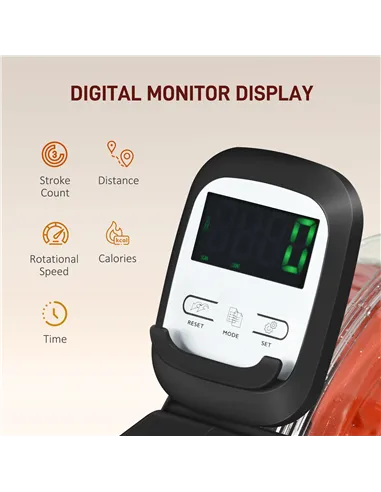 SPORTNOW Foldable Rowing Machine, Water Rower with Wheels, LCD Monitor and Tablet Holder for Cardio Training, Black