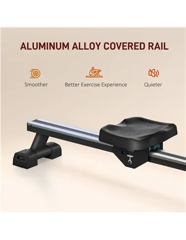 SPORTNOW Foldable Rowing Machine, Water Rower with Wheels, LCD Monitor and Tablet Holder for Cardio Training, Black