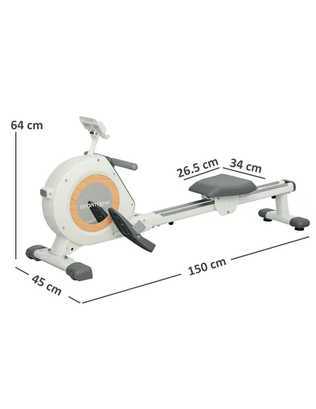 SPORTNOW Rowing Machine, 16-Level Magnetic Rower Machine with LCD Monitor and Phone Holder, White