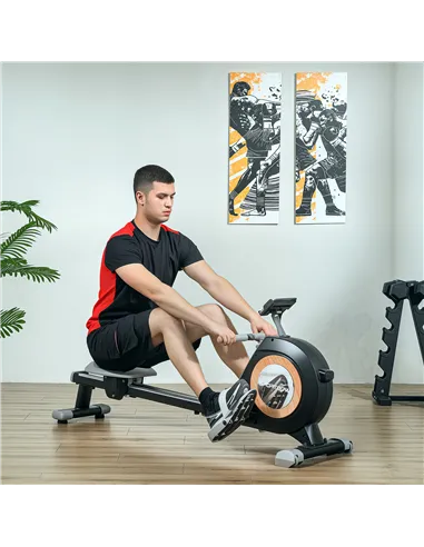 SPORTNOW Rowing Machine, 16-Level Magnetic Rower Machine with LCD Monitor and Phone Holder, Black