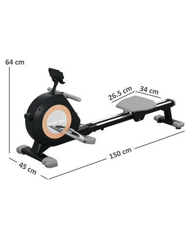 SPORTNOW Rowing Machine, 16-Level Magnetic Rower Machine with LCD Monitor and Phone Holder, Black