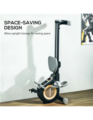 SPORTNOW Rowing Machine, 16-Level Magnetic Rower Machine with LCD Monitor and Phone Holder, Black