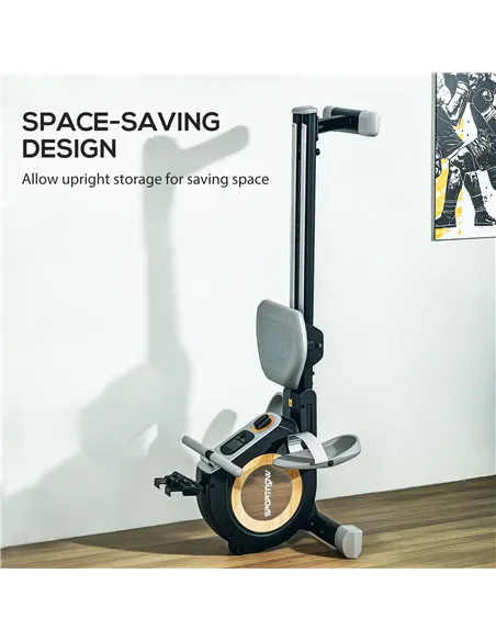 SPORTNOW Rowing Machine, 16-Level Magnetic Rower Machine with LCD Monitor and Phone Holder, Black