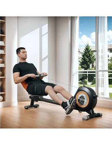 SPORTNOW Rowing Machine, 16-Level Magnetic Rower Machine with LCD Monitor and Phone Holder, Black