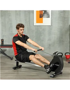 SPORTNOW Folding Magnetic Rowing Machine, with 16-Level Adjustable Resistance, Black 2