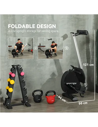 SPORTNOW Folding Magnetic Rowing Machine, with 16-Level Adjustable Resistance, Black