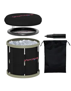 SPORTNOW 210L Outdoor Ice Bath Tub, with Lid, Cover, Carry Bag, Black