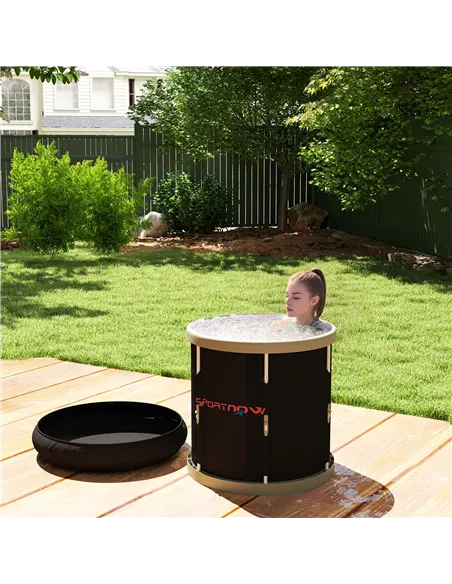 SPORTNOW 210L Outdoor Ice Bath Tub, with Lid, Cover, Carry Bag, Black