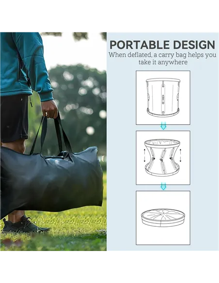 SPORTNOW 210L Outdoor Ice Bath Tub, with Lid, Cover, Carry Bag, Black