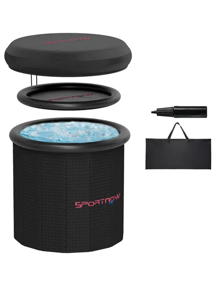 SPORTNOW 300L Outdoor Ice Bath Tub, with Lid, Cover, Carry Bag, Black