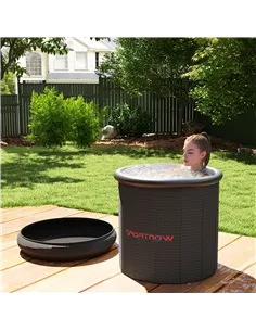 SPORTNOW 300L Outdoor Ice Bath Tub, with Lid, Cover, Carry Bag, Black 2