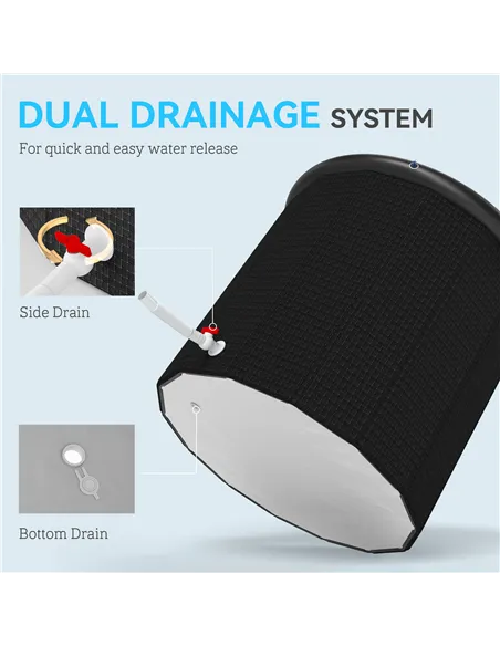 SPORTNOW 300L Outdoor Ice Bath Tub, with Lid, Cover, Carry Bag, Black