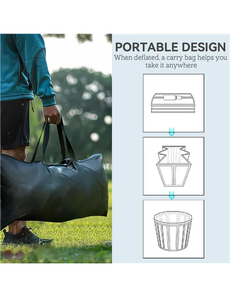 SPORTNOW 300L Outdoor Ice Bath Tub, with Lid, Cover, Carry Bag, Black