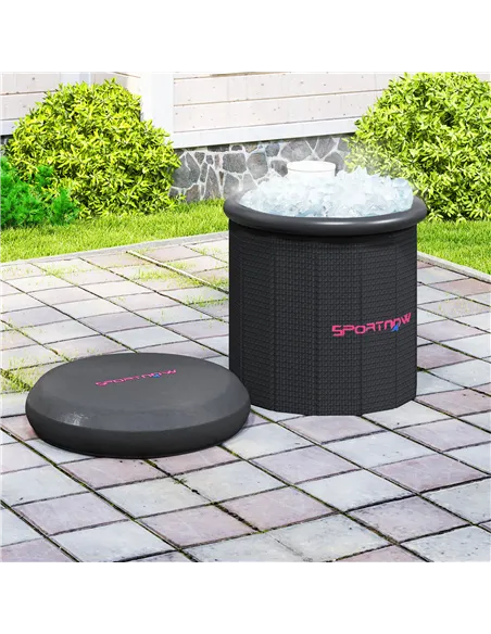 SPORTNOW 300L Outdoor Ice Bath Tub, with Lid, Cover, Carry Bag, Black