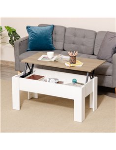 HOMCOM Lift Top Coffee Table with Hidden Storage Compartment, Lift Tabletop Pop-Up Center Table for Living Room 2