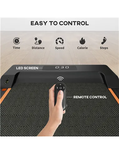 SPORTNOW 2.5HP Walking Pad, 1-6km/h Folding Treadmill with Remote Control and LED Display for Home Gym Office, Orange