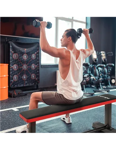 SPORTNOW Flat Weight Bench, 300KG Weight Capacity Workout Bench with Dumbbell Rack