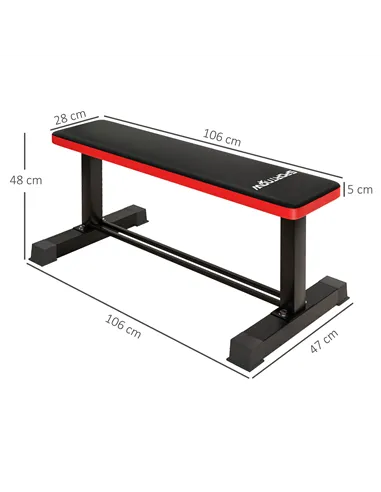 SPORTNOW Flat Weight Bench, 300KG Weight Capacity Workout Bench with Dumbbell Rack