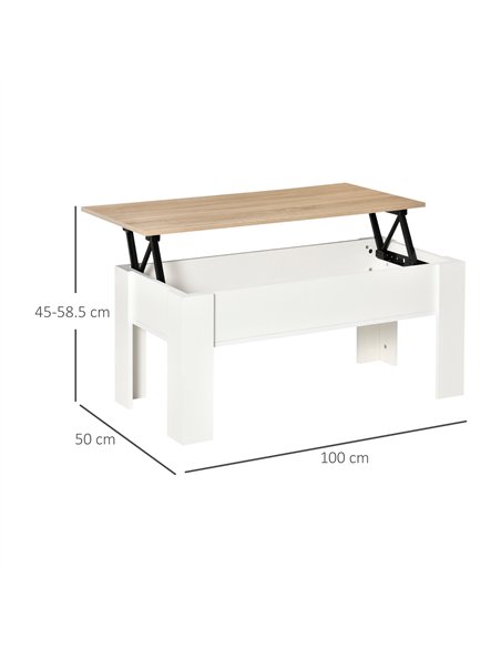HOMCOM Lift Top Coffee Table with Hidden Storage Compartment, Lift Tabletop Pop-Up Center Table for Living Room
