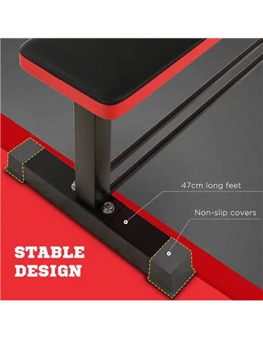 SPORTNOW Flat Weight Bench, 300KG Weight Capacity Workout Bench with Dumbbell Rack