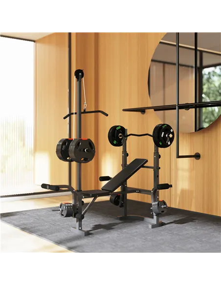 SPORTNOW Multi-Exercise Adjustable Weight Bench with Bench Press Rack