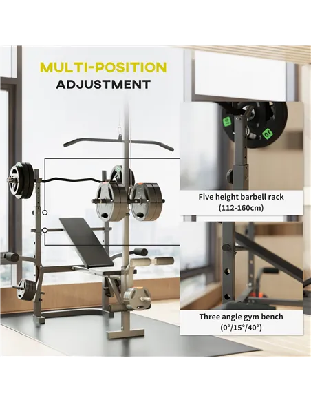 SPORTNOW Multi-Exercise Adjustable Weight Bench with Bench Press Rack