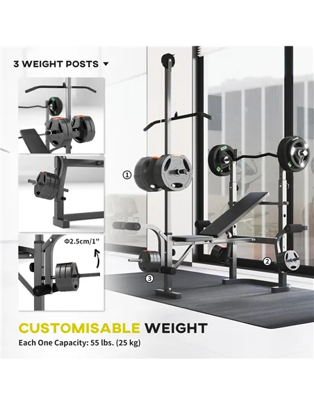 SPORTNOW Multi-Exercise Adjustable Weight Bench with Bench Press Rack