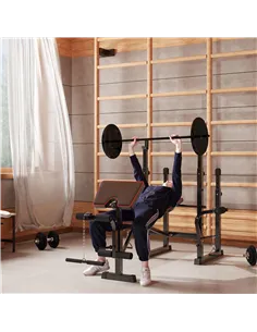 SPORTNOW Weight Bench with Two Barbell Racks, Leg Curl Machine, Preacher Curl Bench, Black 2