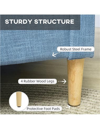 HOMCOM Modern Accent Chair, Comfy Fireside Chair, Upholstered Armchair for Living Room, Bedroom, Home Office, Blue