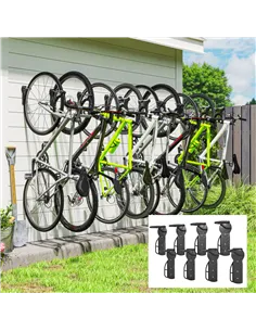 SPORTNOW 8 Pack Bike Rack, Wall Mounted Bicycle Hanger Hook, Foldable Garage Bike Wall Rack, Bicycle Storage Holder for Indoor O 2