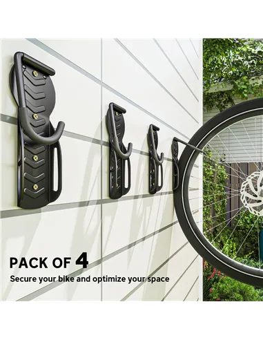 SPORTNOW 4 Pack Bike Rack, Wall Mounted Bicycle Hanger Hook, Foldable Garage Bike Wall Rack, Bicycle Storage Holder for Indoor O