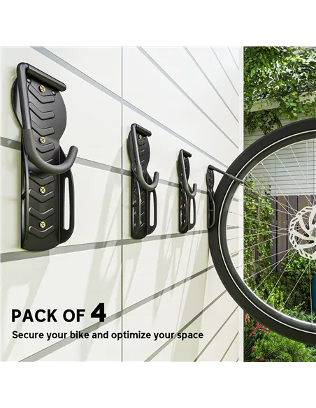 SPORTNOW 4 Pack Bike Rack, Wall Mounted Bicycle Hanger Hook, Foldable Garage Bike Wall Rack, Bicycle Storage Holder for Indoor O