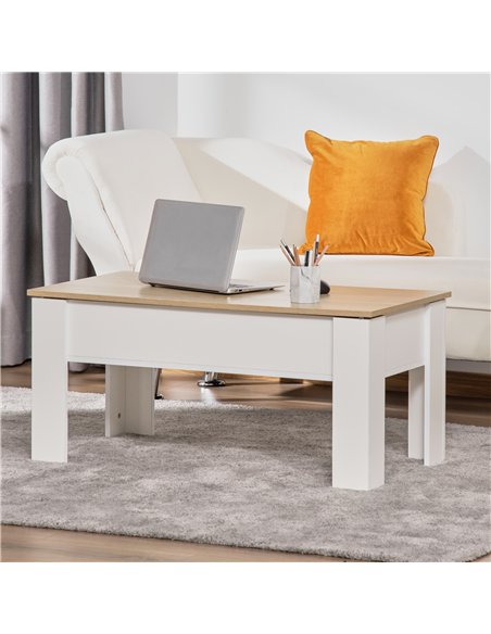 HOMCOM Lift Top Coffee Table with Hidden Storage Compartment, Lift Tabletop Pop-Up Center Table for Living Room