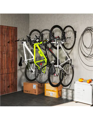 SPORTNOW 4 Pack Bike Rack, Wall Mounted Bicycle Hanger Hook, Foldable Garage Bike Wall Rack, Bicycle Storage Holder for Indoor O
